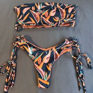 Reversable Tropical Print Bikini Set